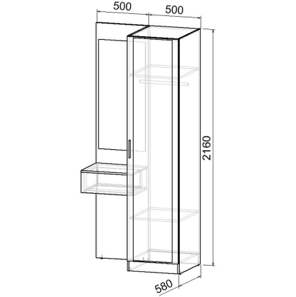 Набор мебели для прихожей "Марсель-153" МР 01-153 В2160 Ш1000 Г580 (ЛДСП Белый премиум) Набор мебели для прихожей "Марсель-153" МР 01-153 В2160 Ш1000 Г580 (ЛДСП Белый премиум)